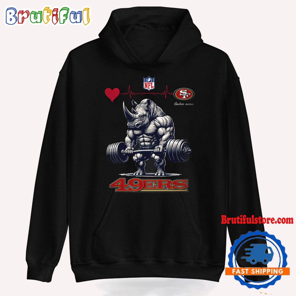NFL San Francisco 49ers Team Funny Rhinoceros Powerlifting Hoodie Shirt