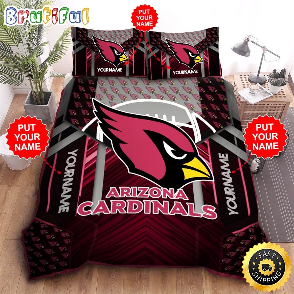 NFL Arizona Cardinals Custom Name Black Red Bedding Set