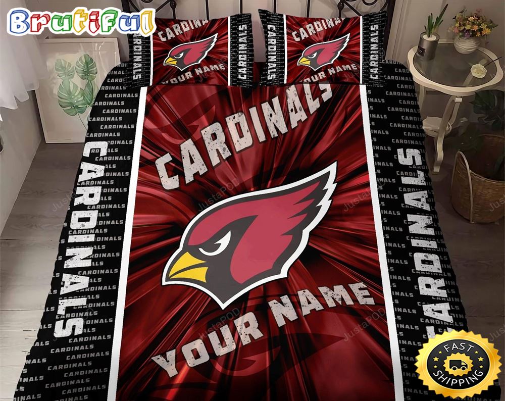NFL Arizona Cardinals Custom Name Red Black Bedding Set
