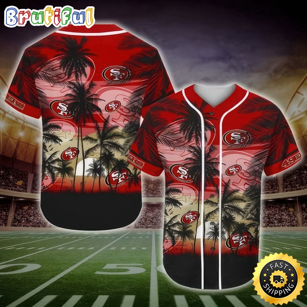 NFL San Francisco 49ers Baseball Jersey Shirt Palm Tree