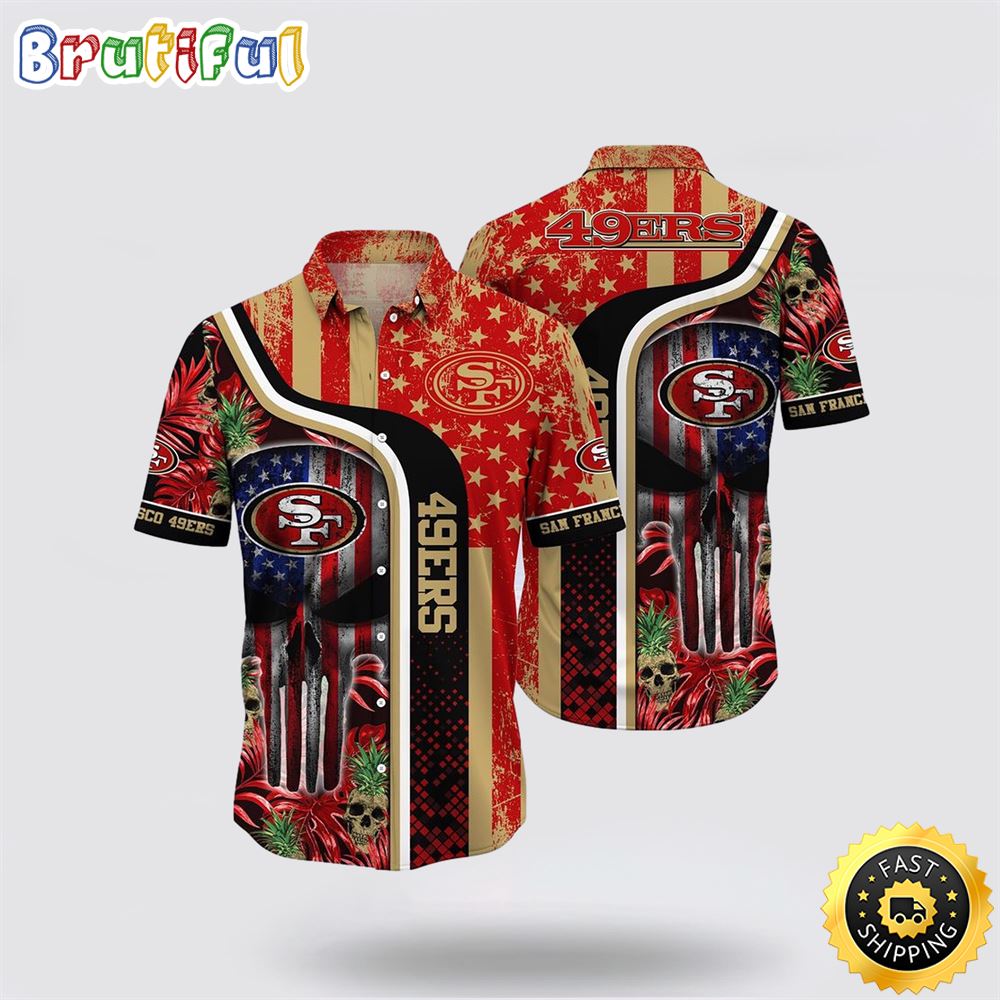 NFL San Francisco 49ers Hawaiian Shirts Skull Halloween Show Off Your Team Spirit In Tropical Fashion