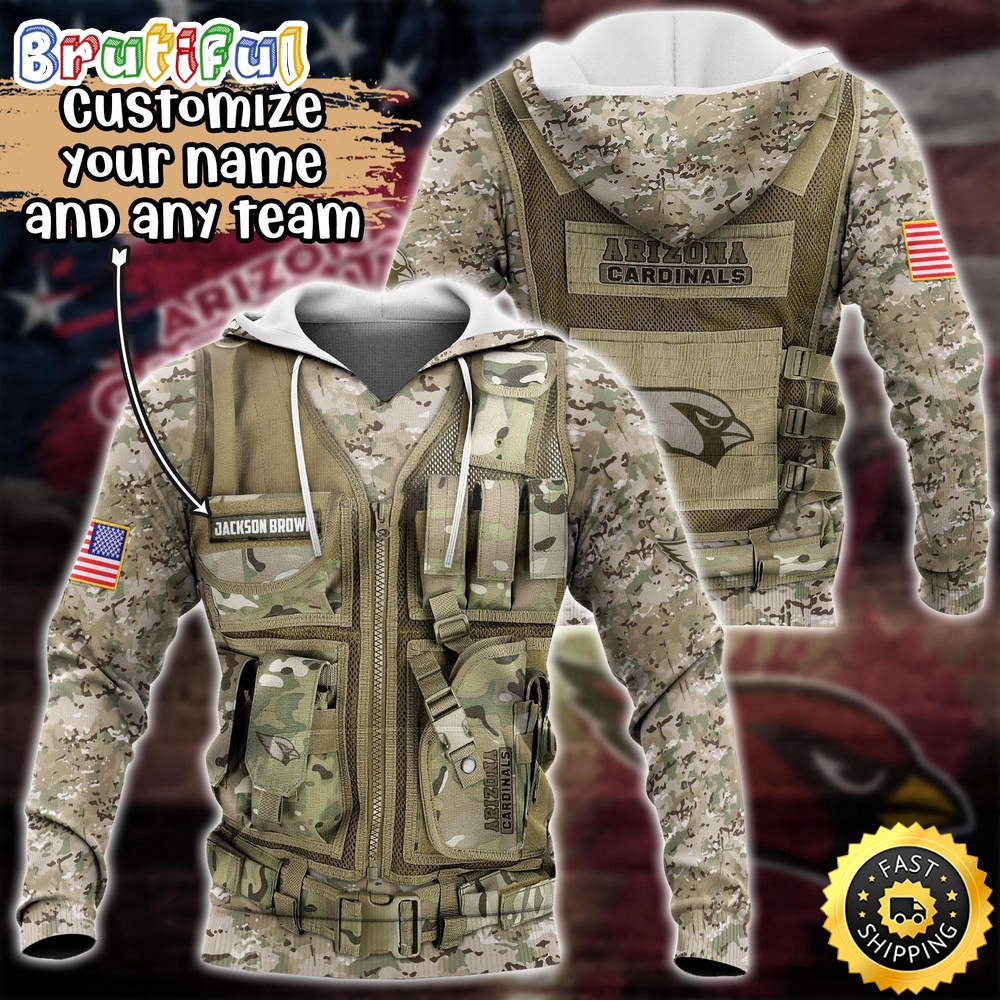 Personalized NFL Arizona Cardinals Hoodie Camo Military Hoodie