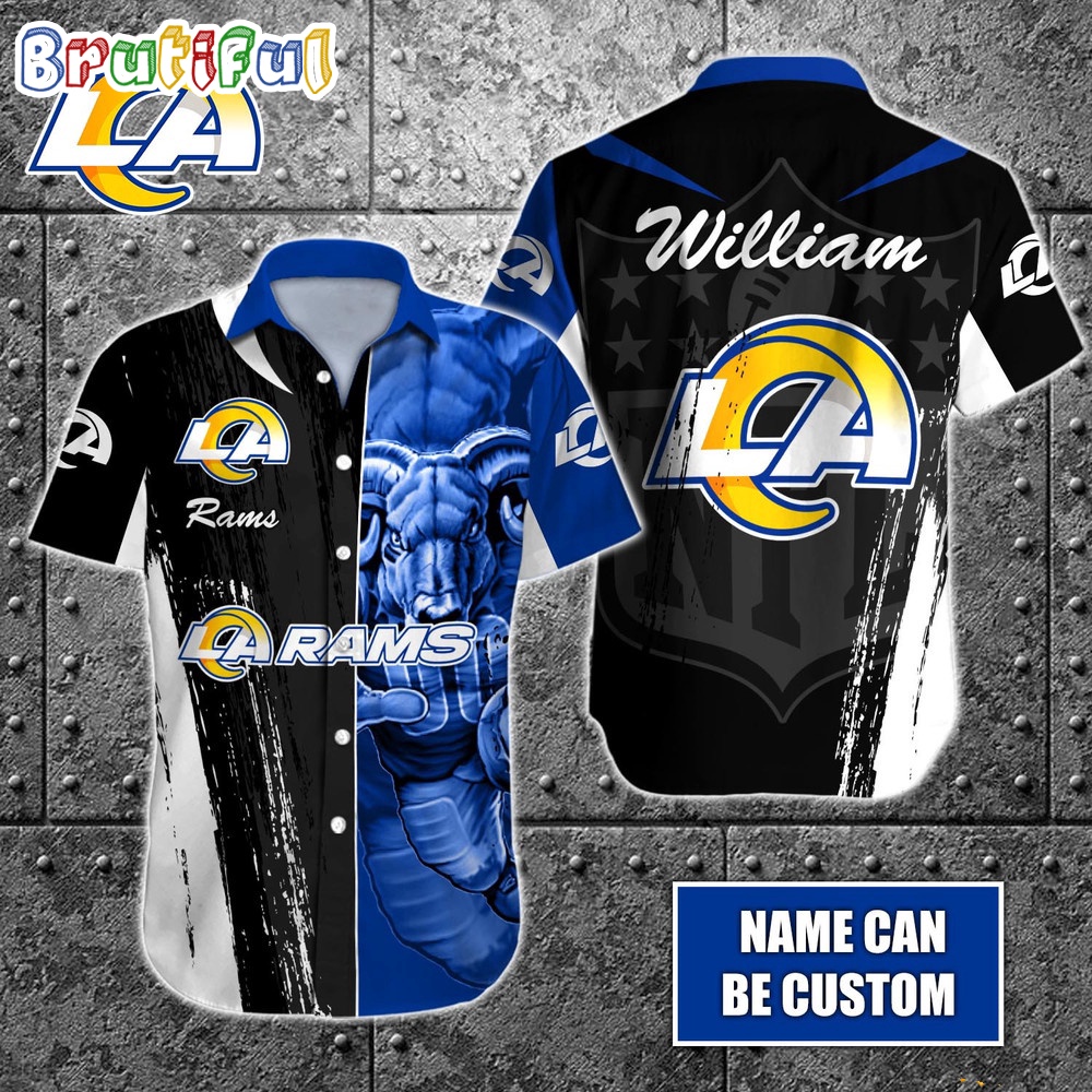 Personalized NFL Los Angeles Rams Hawaiian Shirt Special Half Tone Mascot Aloha Shirt