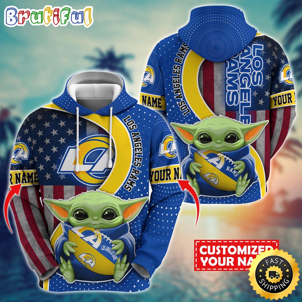 Personalized NFL Los Angeles Rams Hoodie Baby Yoda Unisex Hoodie For Fans