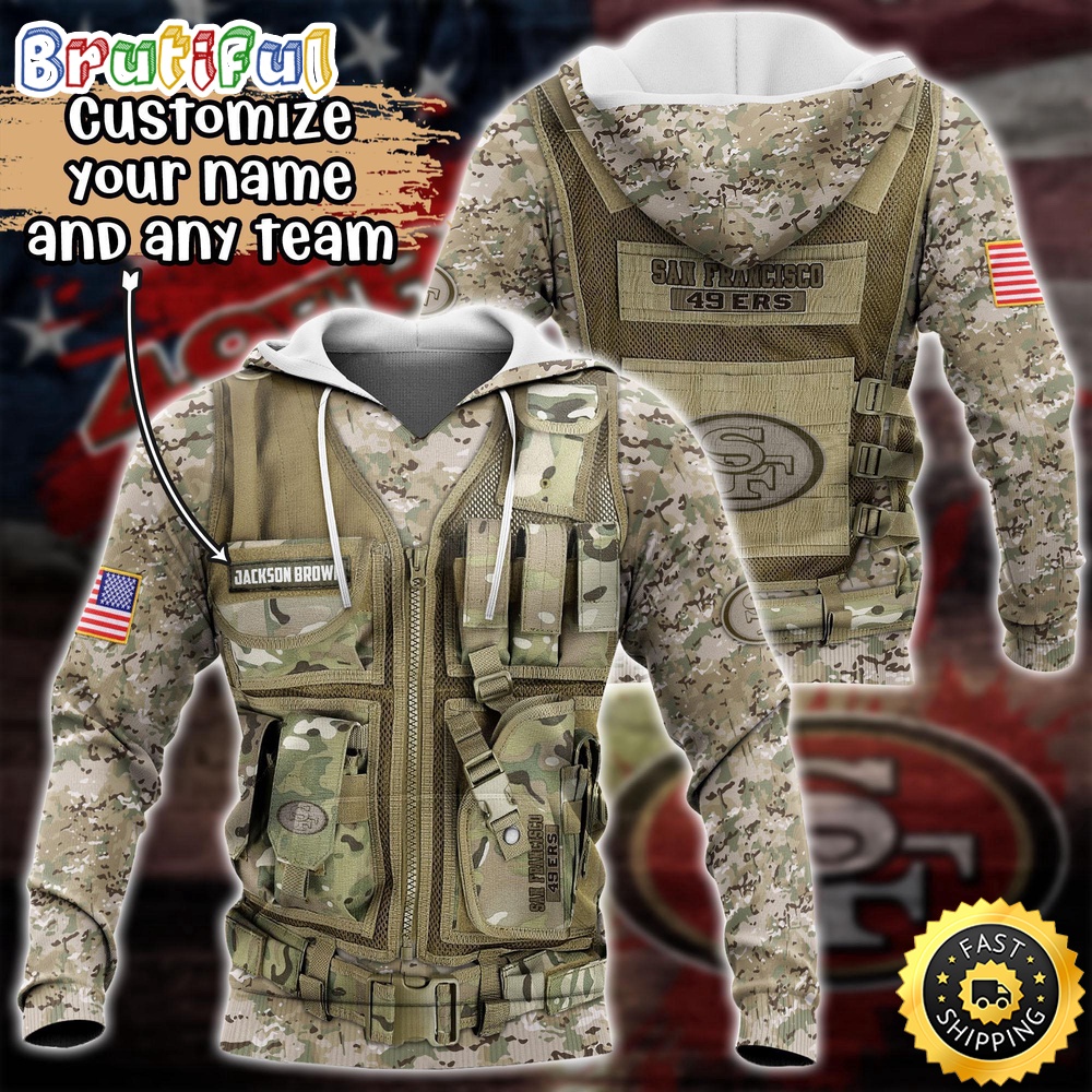 Personalized NFL San Francisco 49ers Hoodie Camo Military Hoodie