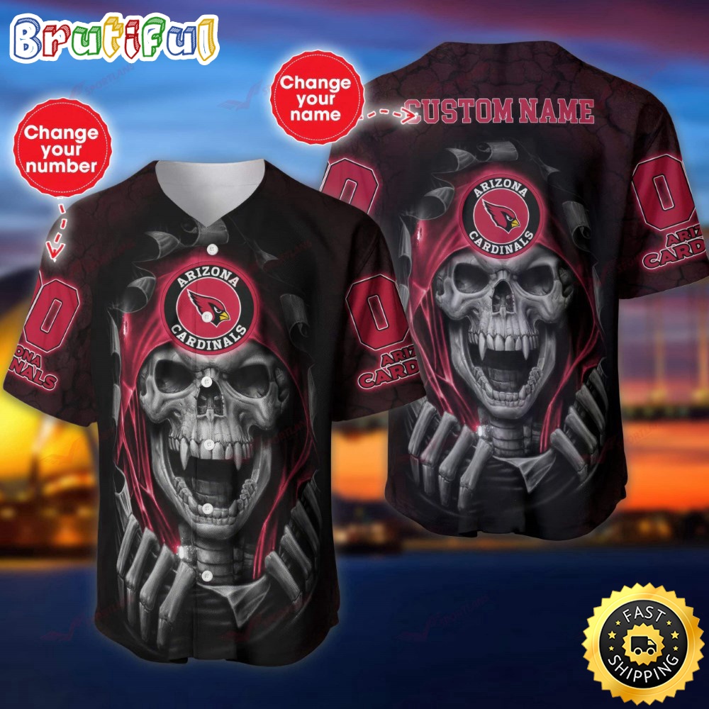 Personalized NFL Arizona Cardinals Baseball Jersey Vampire Skull