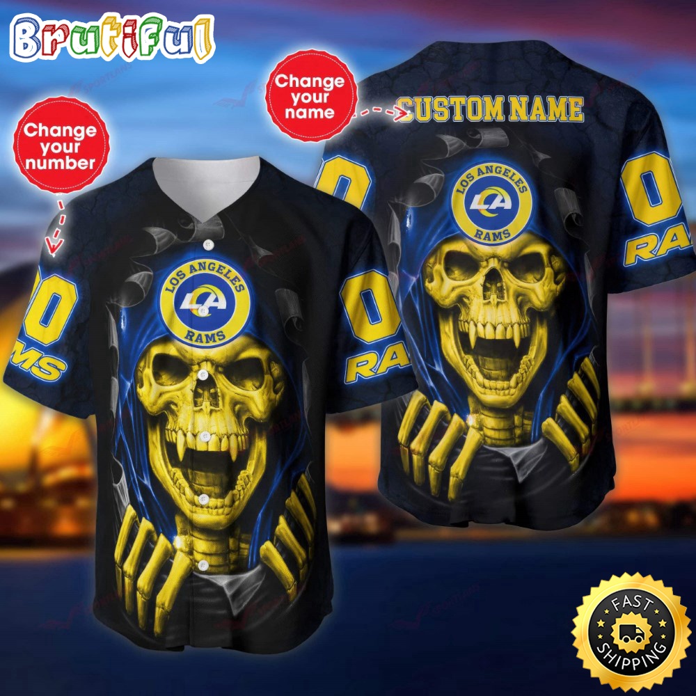 Personalized NFL Los Angeles Rams Baseball Jersey Vampire Skull