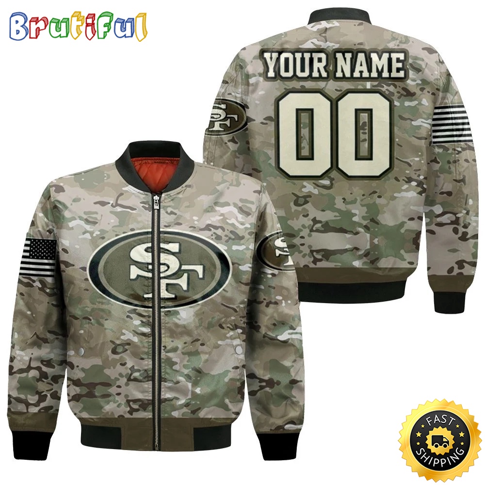 Personalized NFL San Francisco 49ers Bomber Jacket Camouflage Veteran