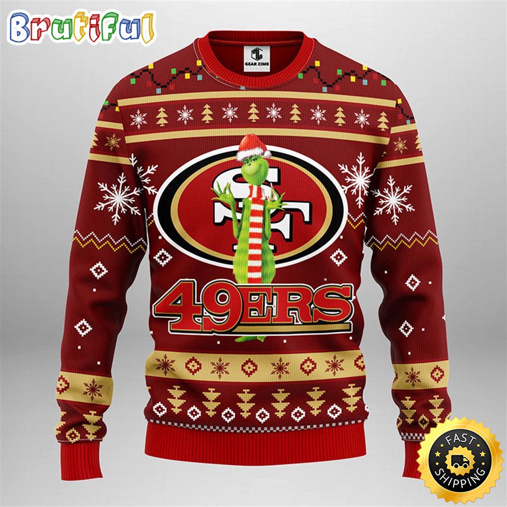 San Francisco 49ers Christmas Ugly Sweater Print Funny Grinch Show Your Team Spirit