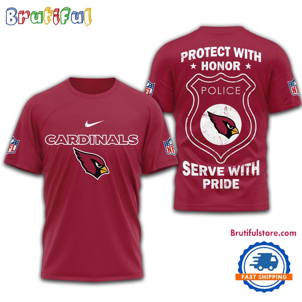 Arizona Cardinals Protech With Honor Police Serve With Pride 3D Shirt