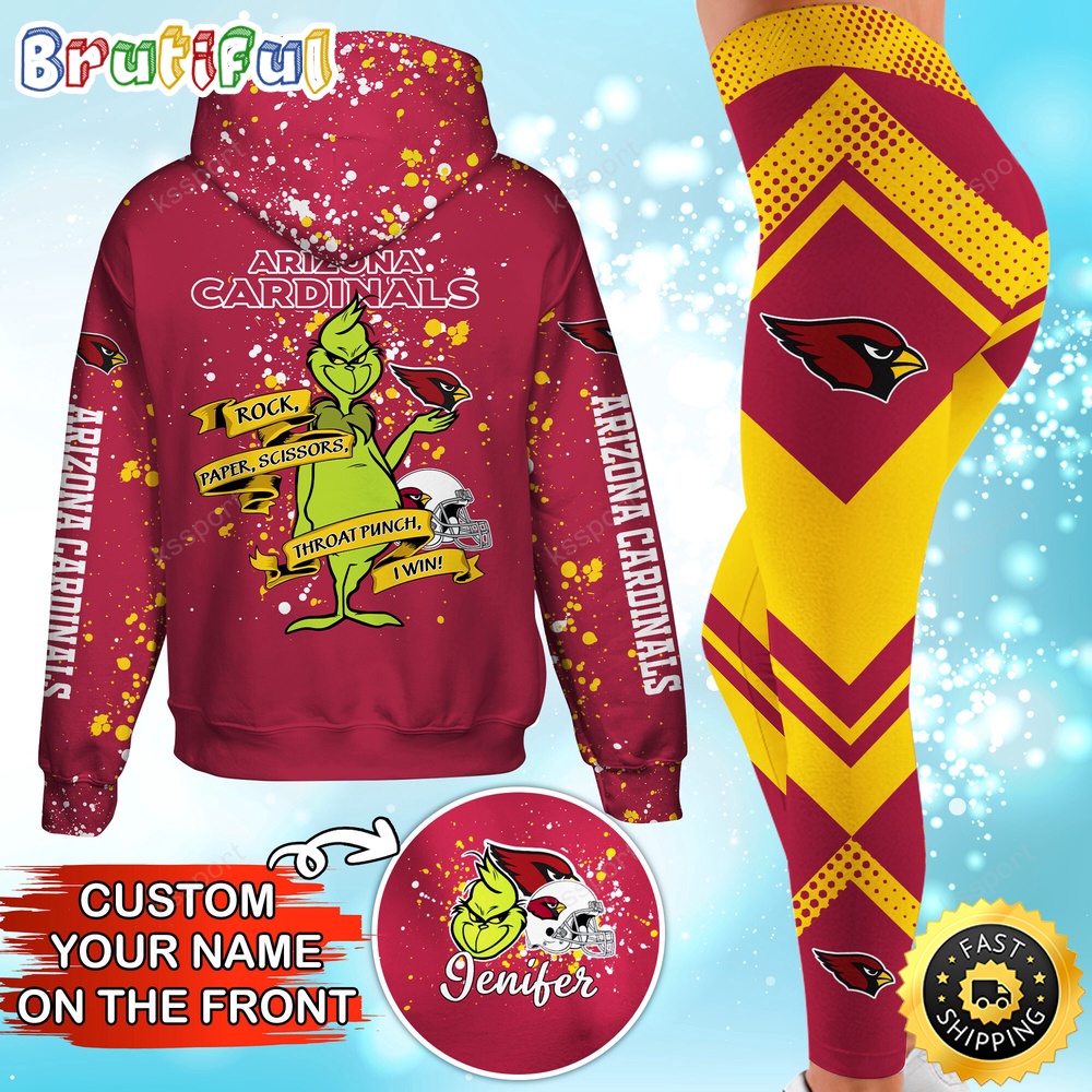 Custom NFL Arizona Cardinals Hoodie Leggings The Grinch Hoodie Rock Paper Scissors Throat Punch I Win