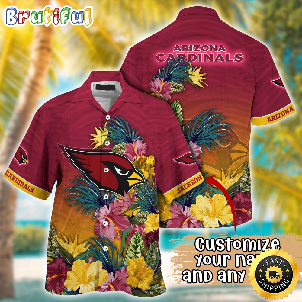 Customized NFL Arizona Cardinals Hawaii Shirt Tropical Flower Aloha Shirt