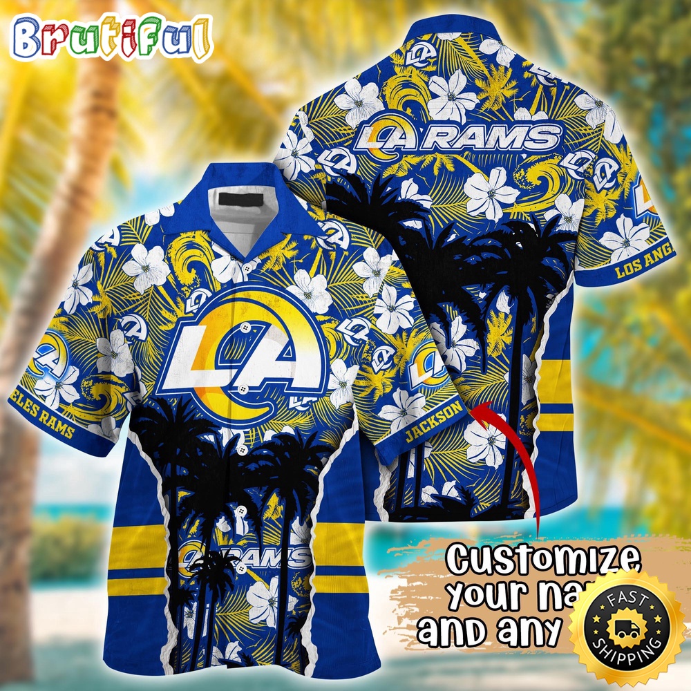 Customized NFL Los Angeles Rams Hawaii Shirt Palm Tree Aloha Shirt