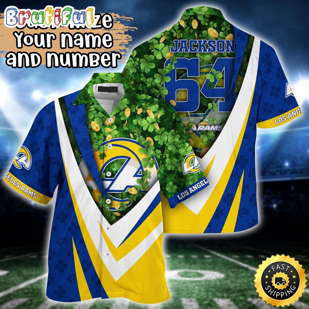 Customized NFL Los Angeles Rams Hawaii Shirt St Patricks Day Aloha Shirt
