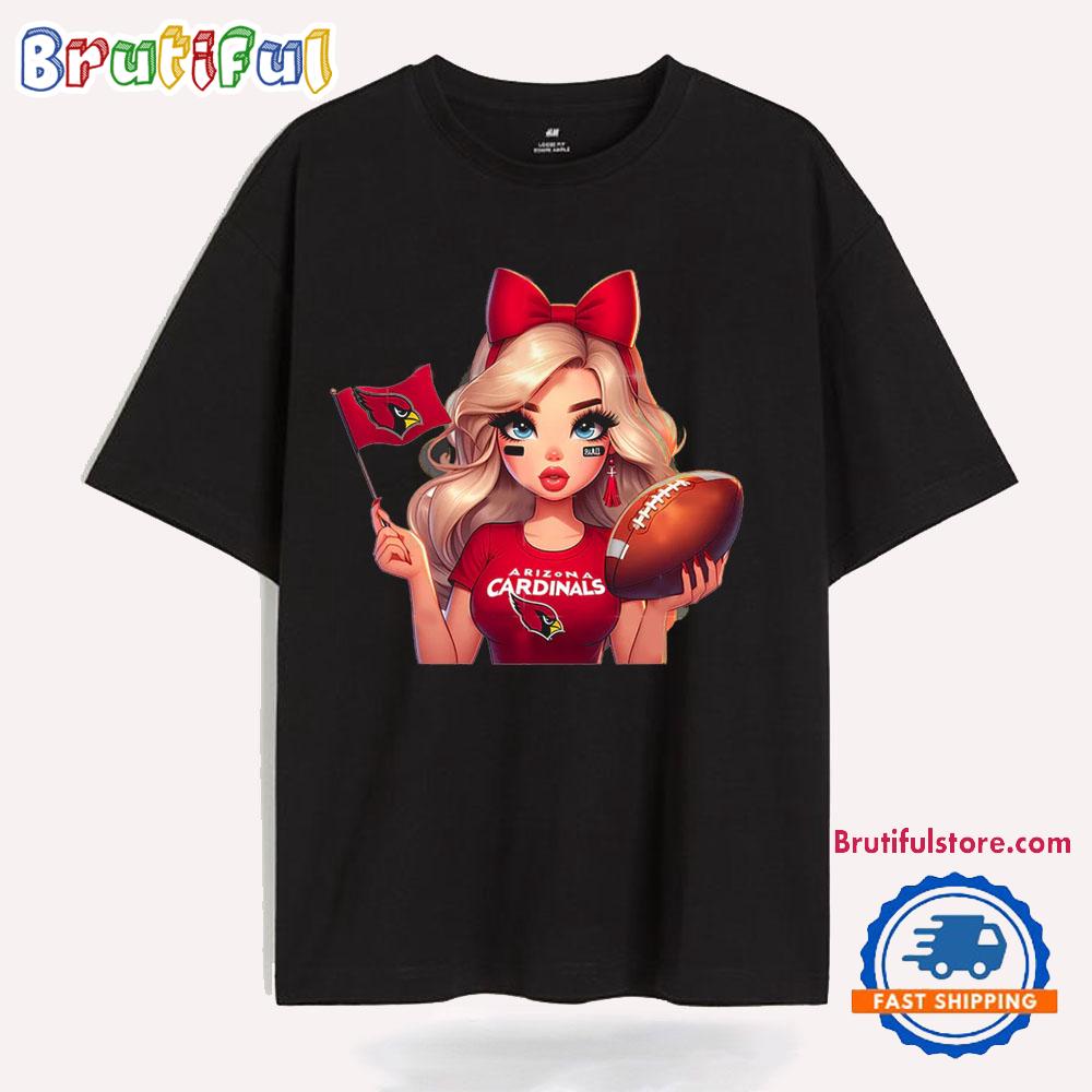 Girl Hold Flag Cheer Football Team Win Super Bowl Arizona Cardinals T Shirt