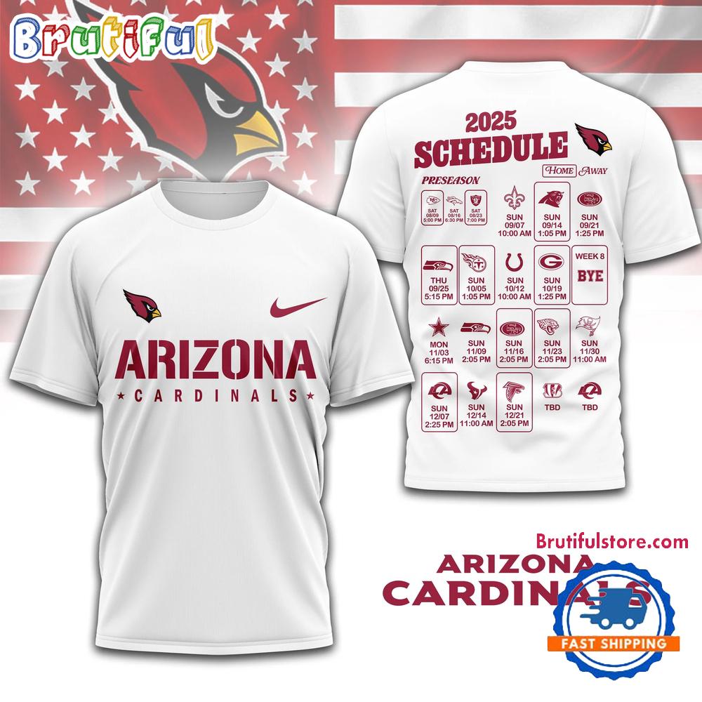 NFL Arizona Cardinals 2025 SCHEDULE All Over Print Shirt, 2025 Football Schedule Shirts