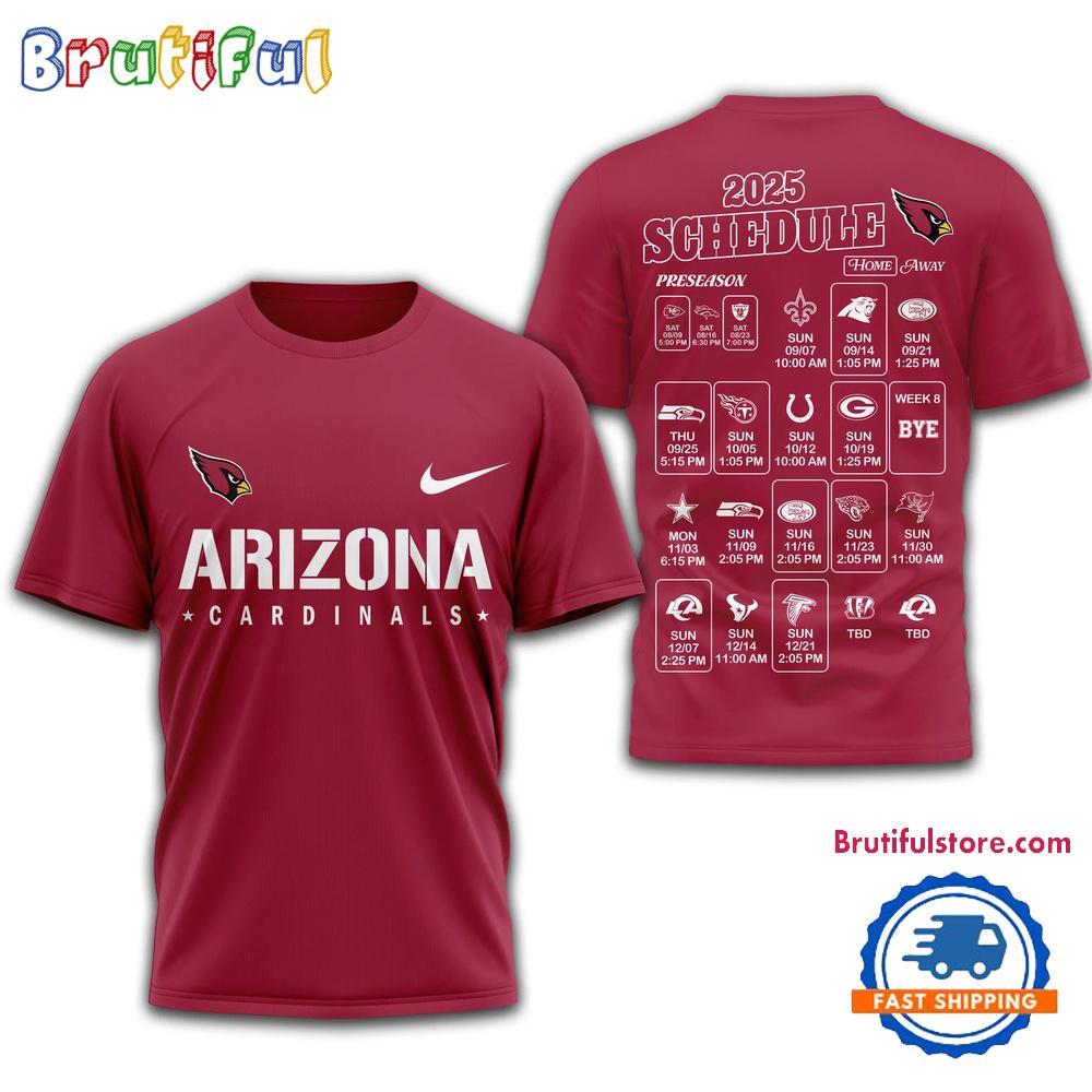NFL Arizona Cardinals 2025 SCHEDULE Unisex 3D Shirt