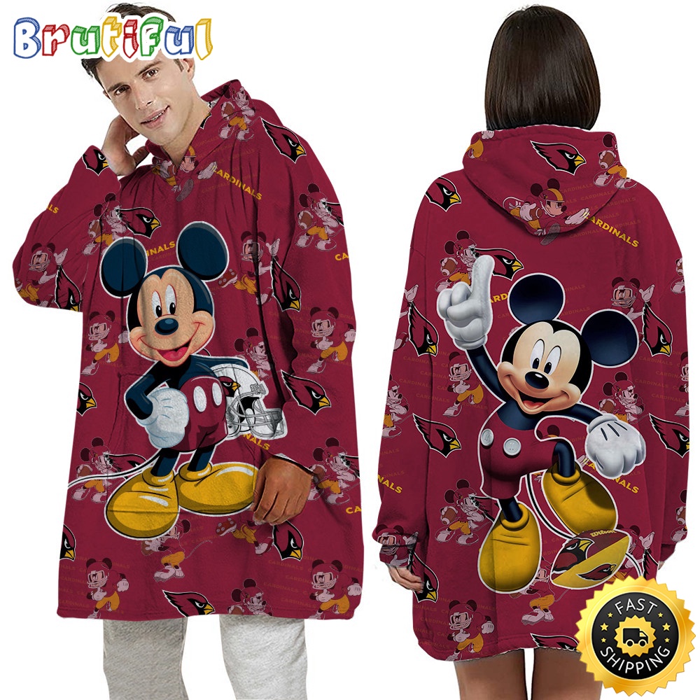 NFL Arizona Cardinals Blanket Hoodie Mickey Mouse Lover Unisex Hoodie
