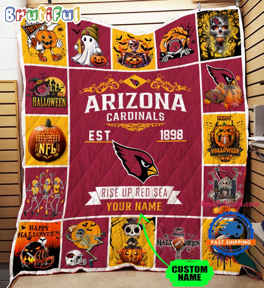NFL Arizona Cardinals Football Team Special Skeleton Pumpkin Halloween Blanket