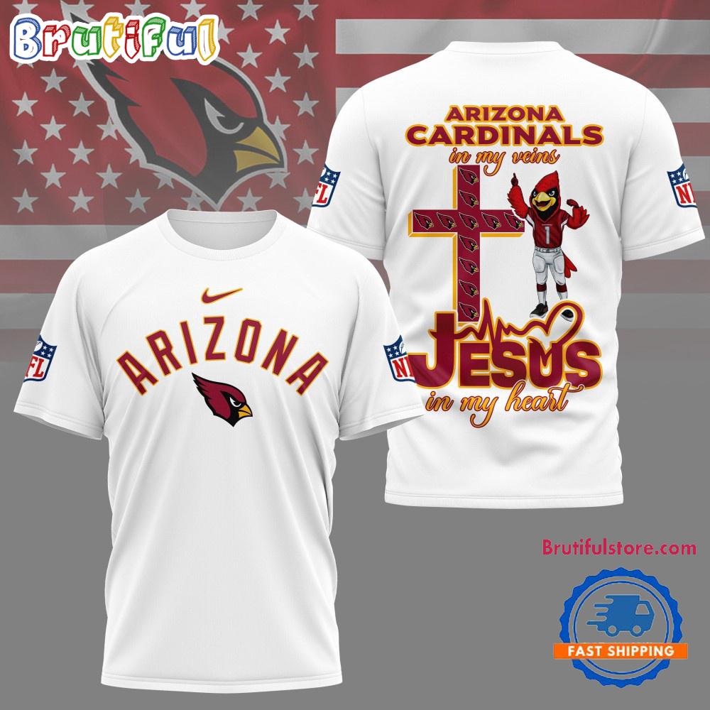 NFL Arizona Cardinals Jesus In My Veins In My Heart All Over Print Shirt