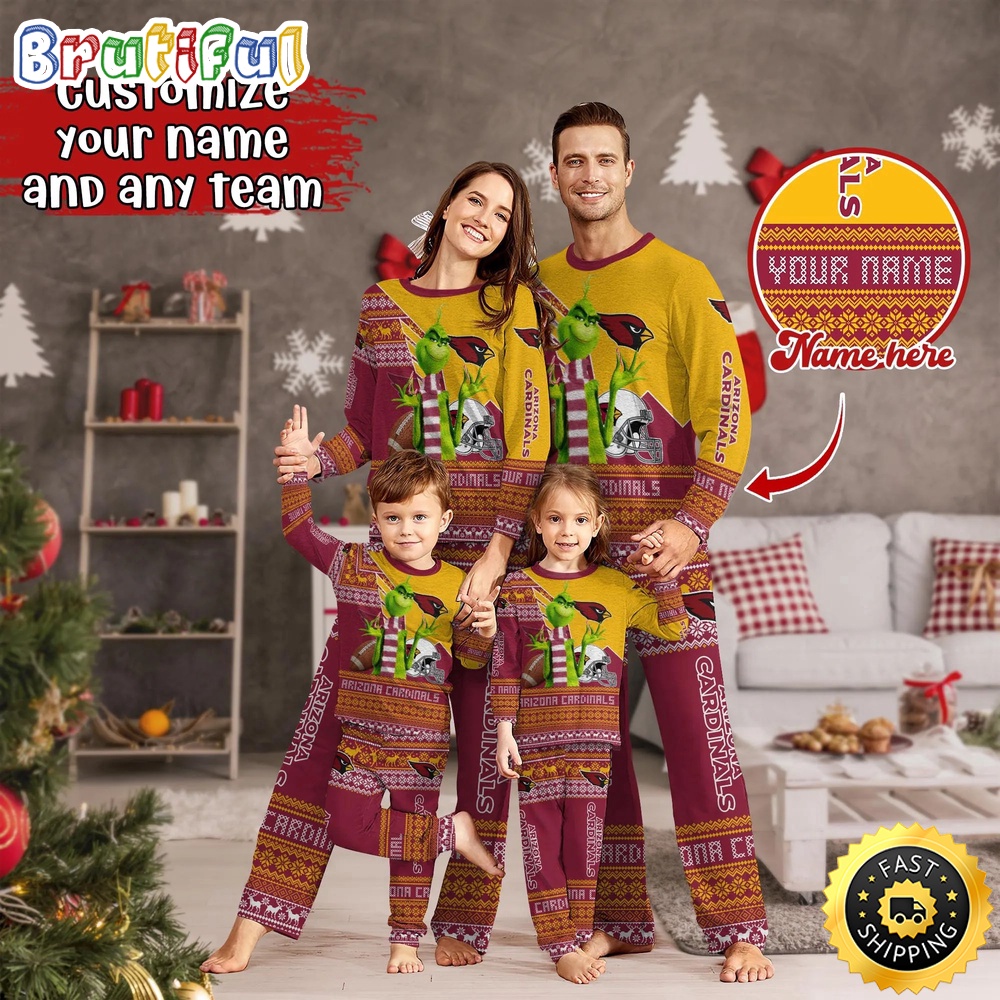 NFL Arizona Cardinals Pajamas Christmas Sports For Family Custom Name Pajamas