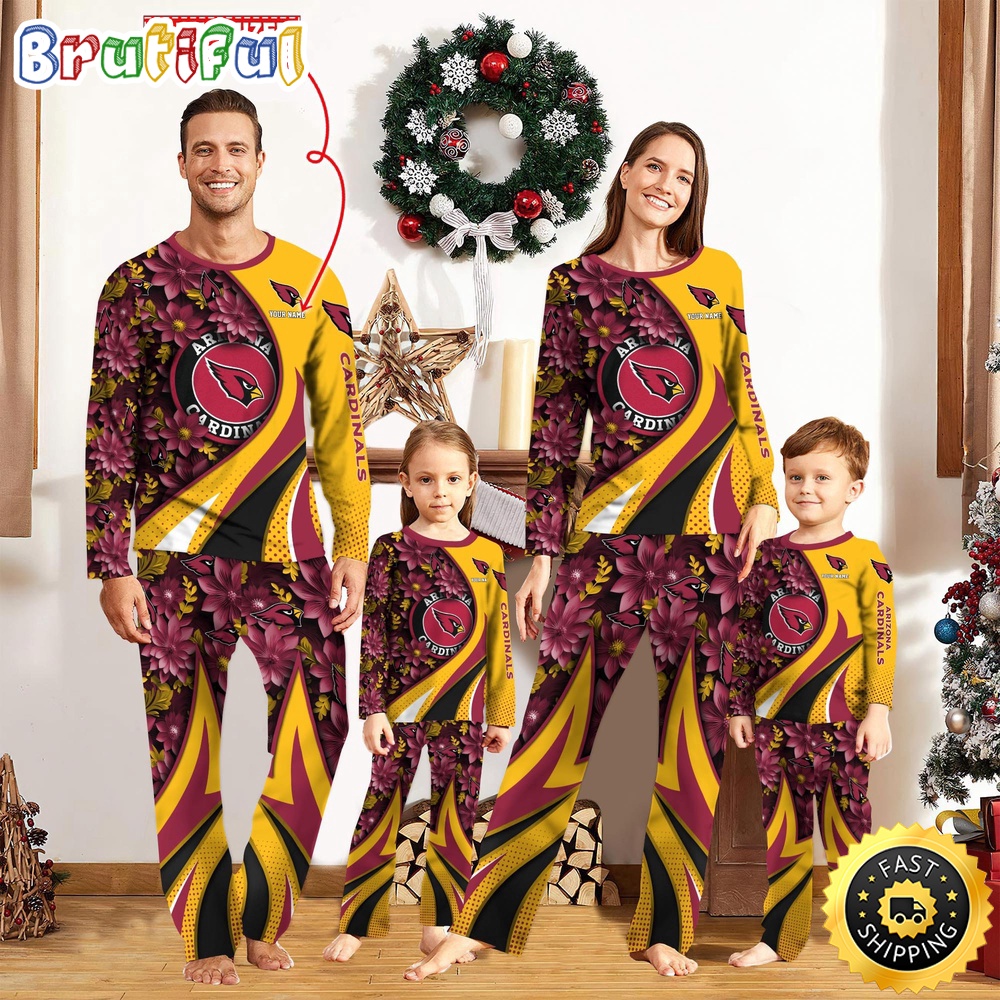 NFL Arizona Cardinals Pajamas Flower For Family Custom Name Pajamas