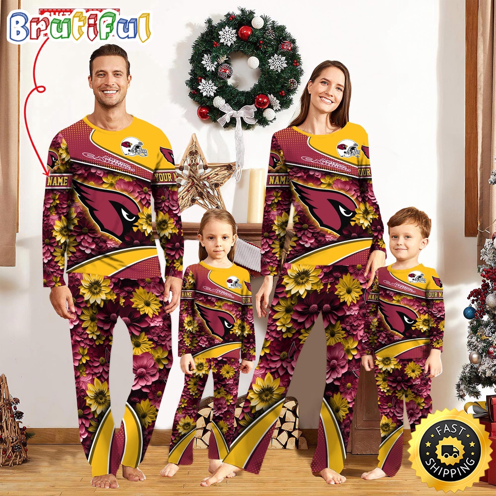 NFL Arizona Cardinals Pajamas Flower Sports For Family Custom Name Pajamas