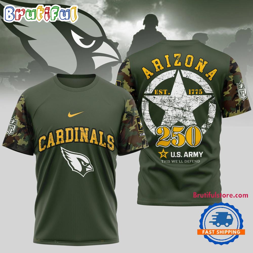 NFL Arizona Cardinals US Army 250th Birthday Celebration 3D Shirt