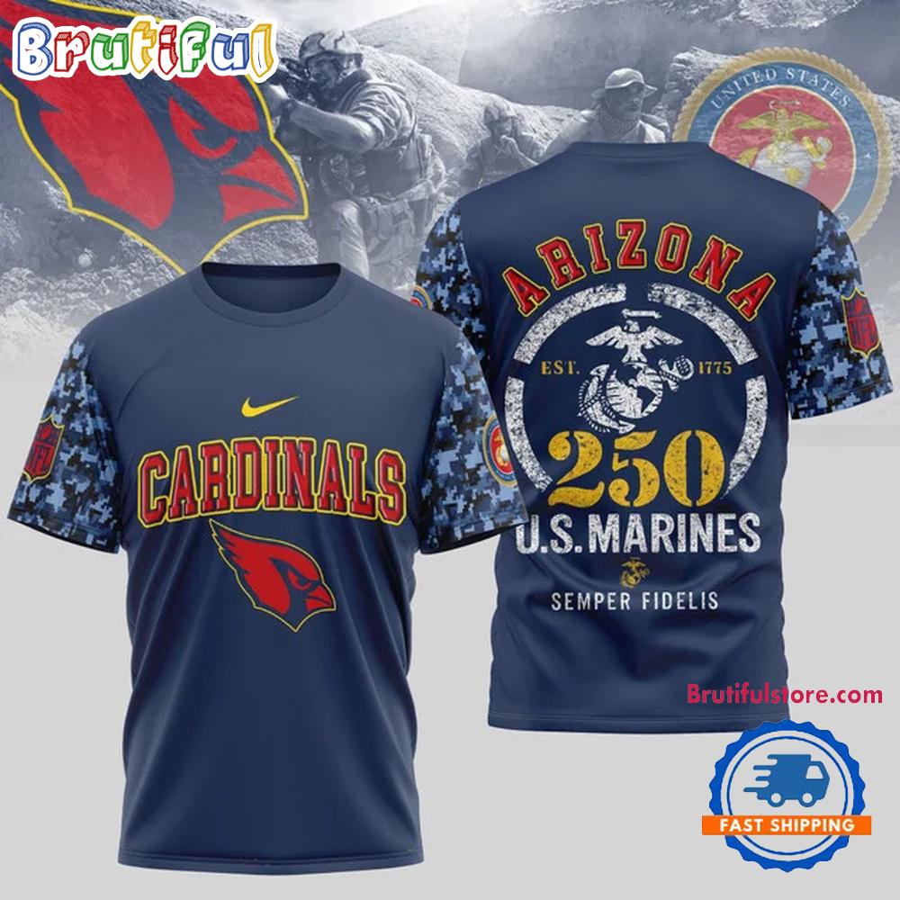 NFL Arizona Cardinals US Marines 250 Years Est.1775 Unisex 3D T Shirt