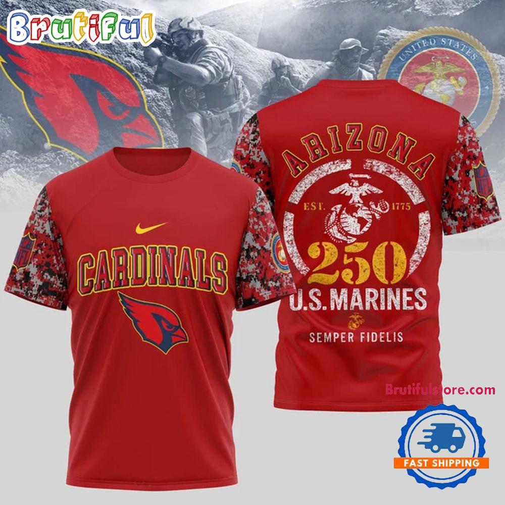 NFL Arizona Cardinals US Marines 250 Years Semper Fidelis 3D Shirt