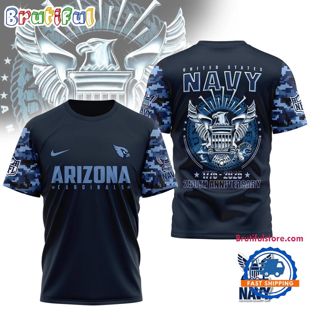 NFL Arizona Cardinals US Navy 250th Anniversary 1775-2025 3D Shirt