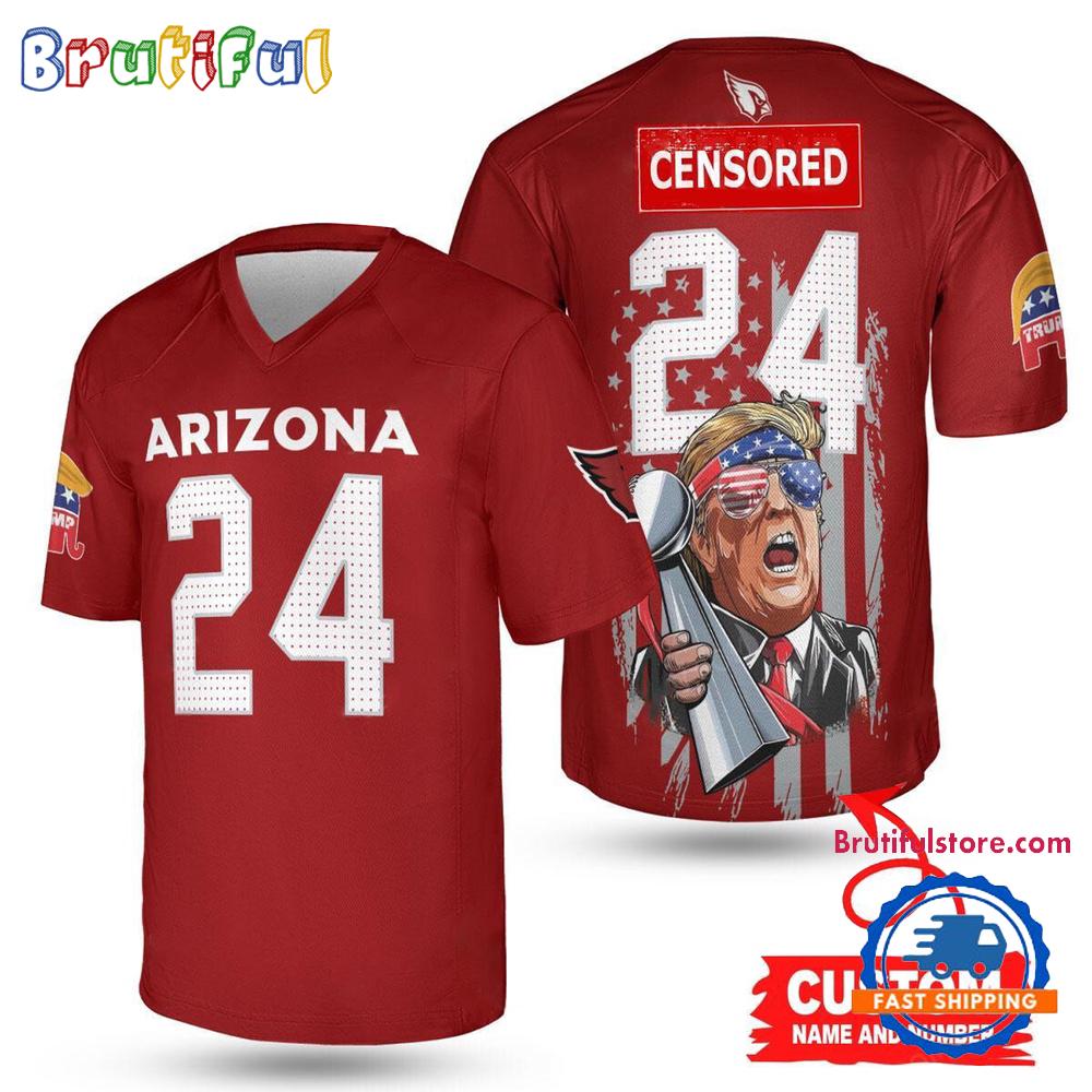 NFL Arizona Cardinals x Donald Trump With Super Bowl Trophy Limited Edition Football Jersey