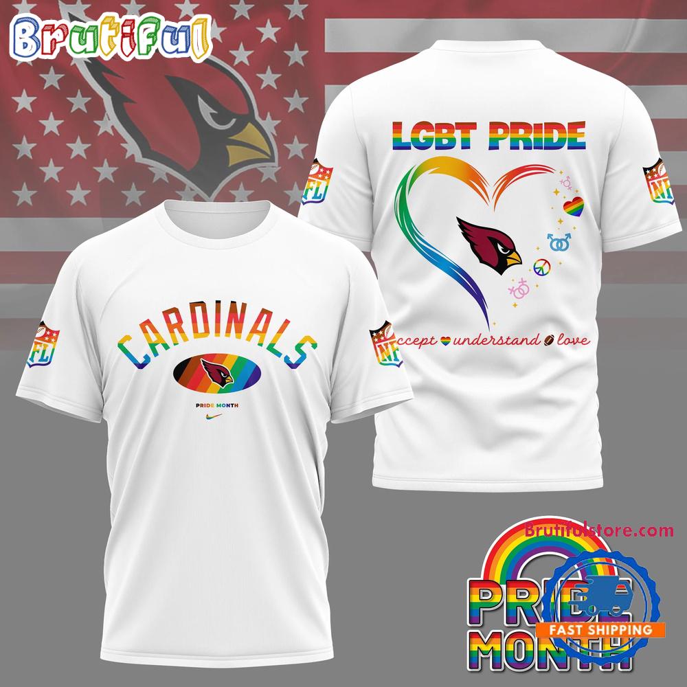NFL Arizona Cardinals x Pride Month 2025 3D Shirt, Football Accept Understand Love TShirt