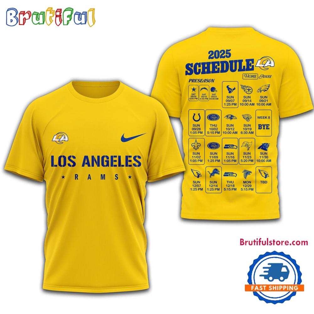 NFL Los Angeles Rams 2025 SCHEDULE Unisex 3D Shirt