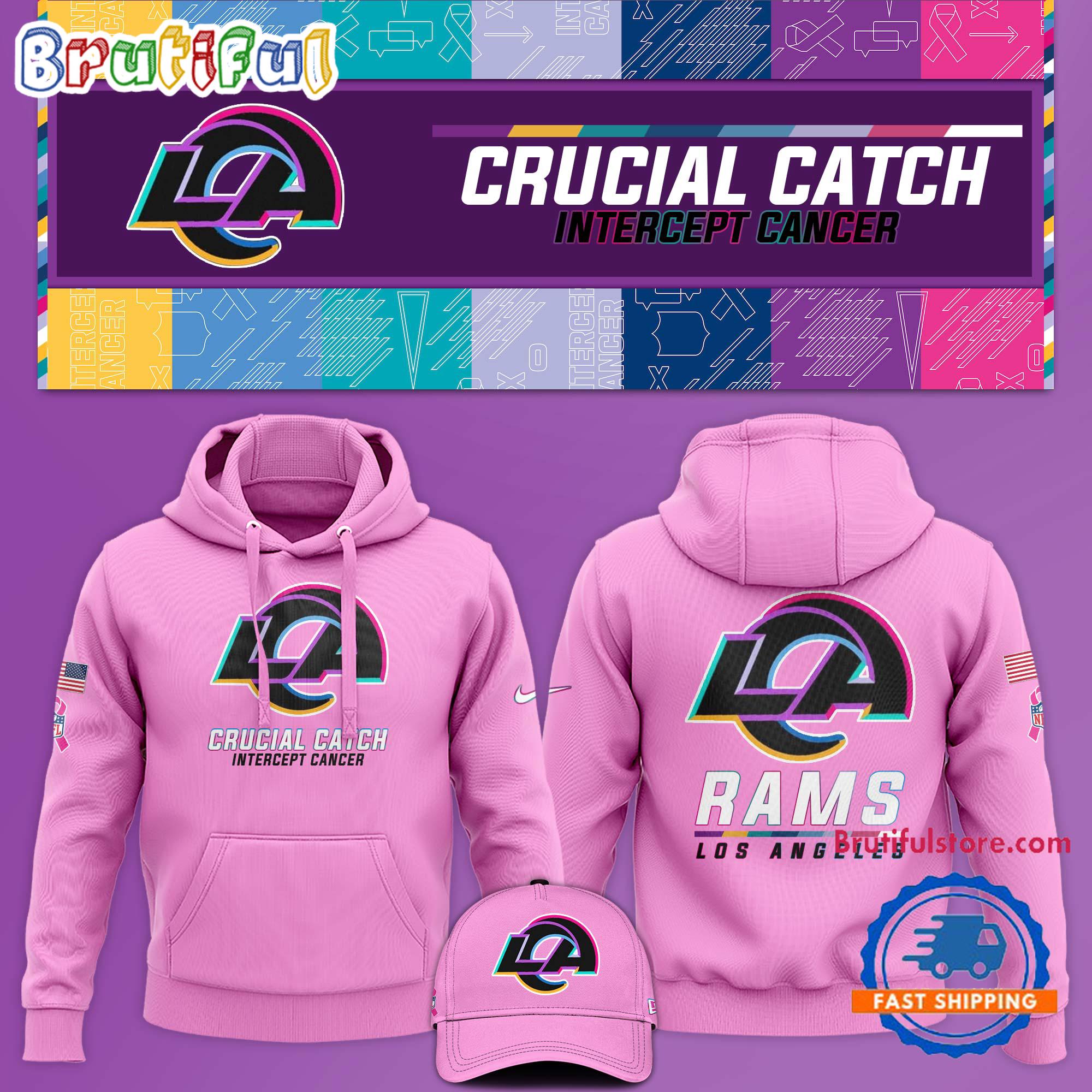 NFL Los Angeles Rams Crucial Catch Pink Breast Cancer Awareness Limited Edition Hoodie