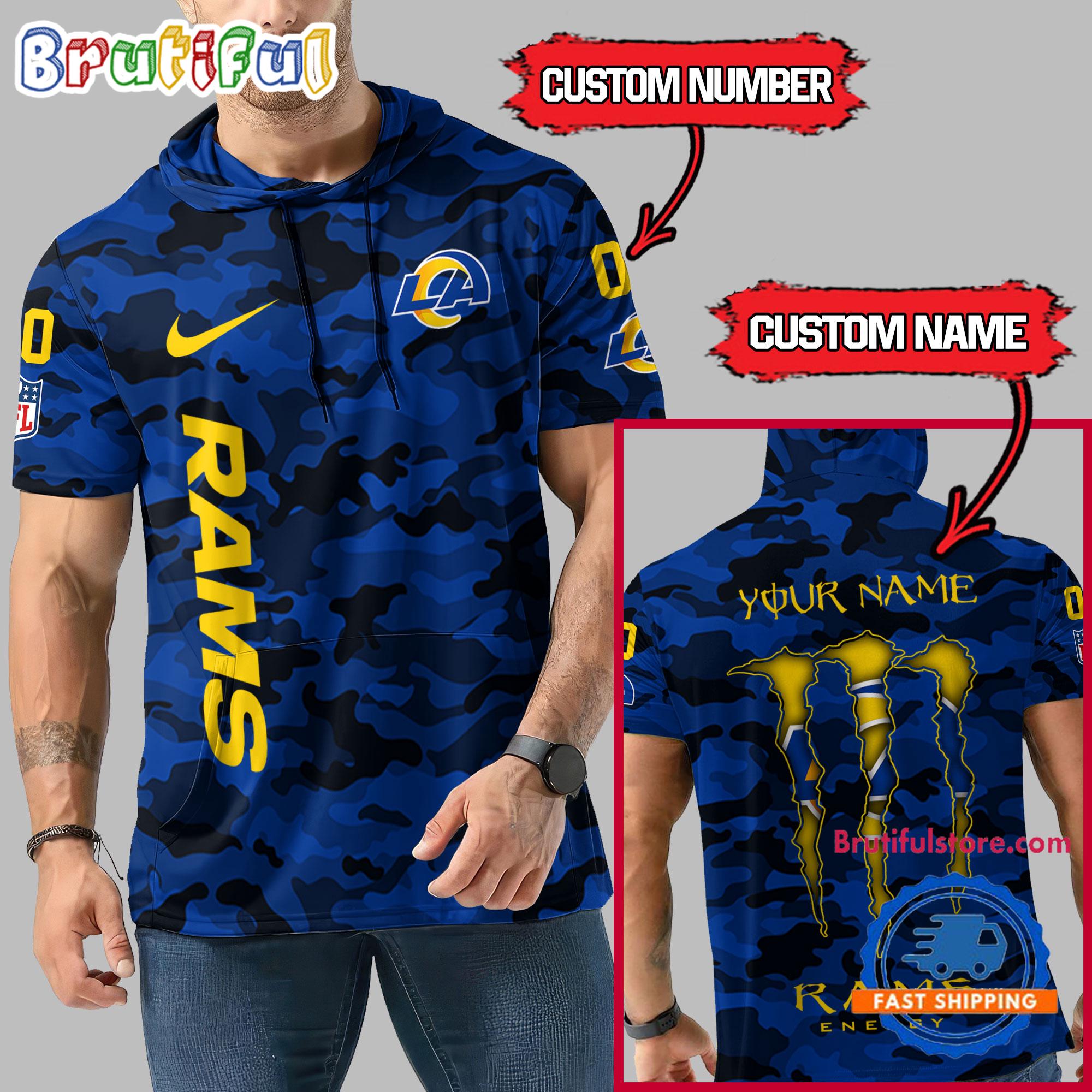 NFL Los Angeles Rams Custom Name Camo Sleeveless Hoodie Design