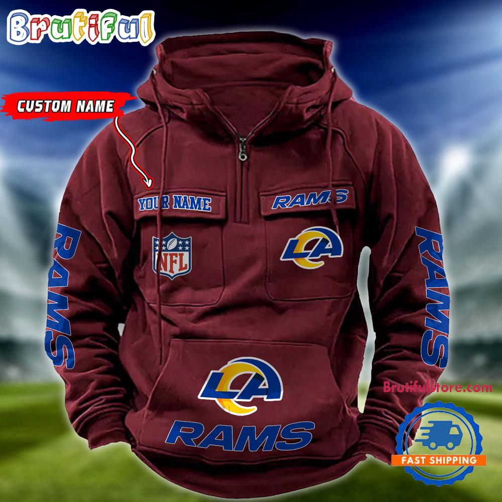 NFL Los Angeles Rams Football Team Custom Name Cargo Hoodie