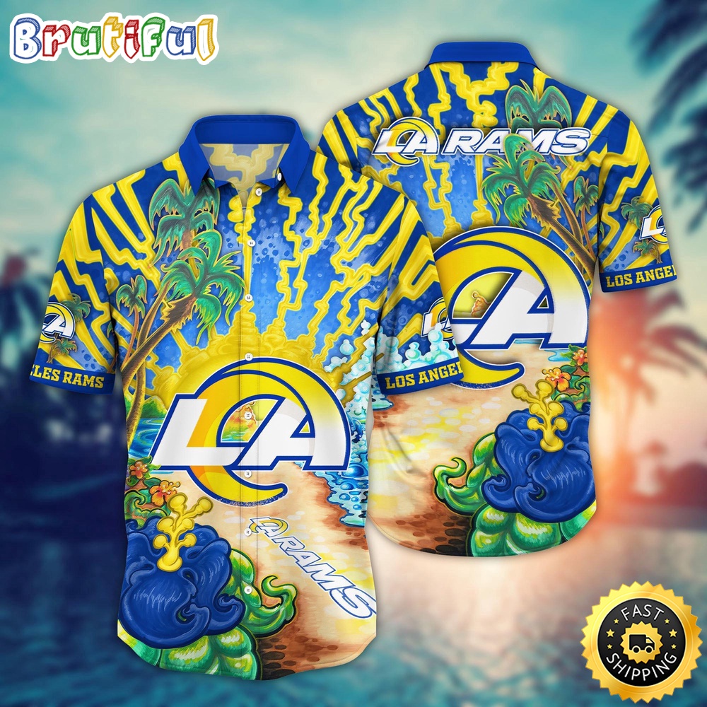 NFL Los Angeles Rams Hawaiian Shirt Flower Hawaii Shirt For Football Fans