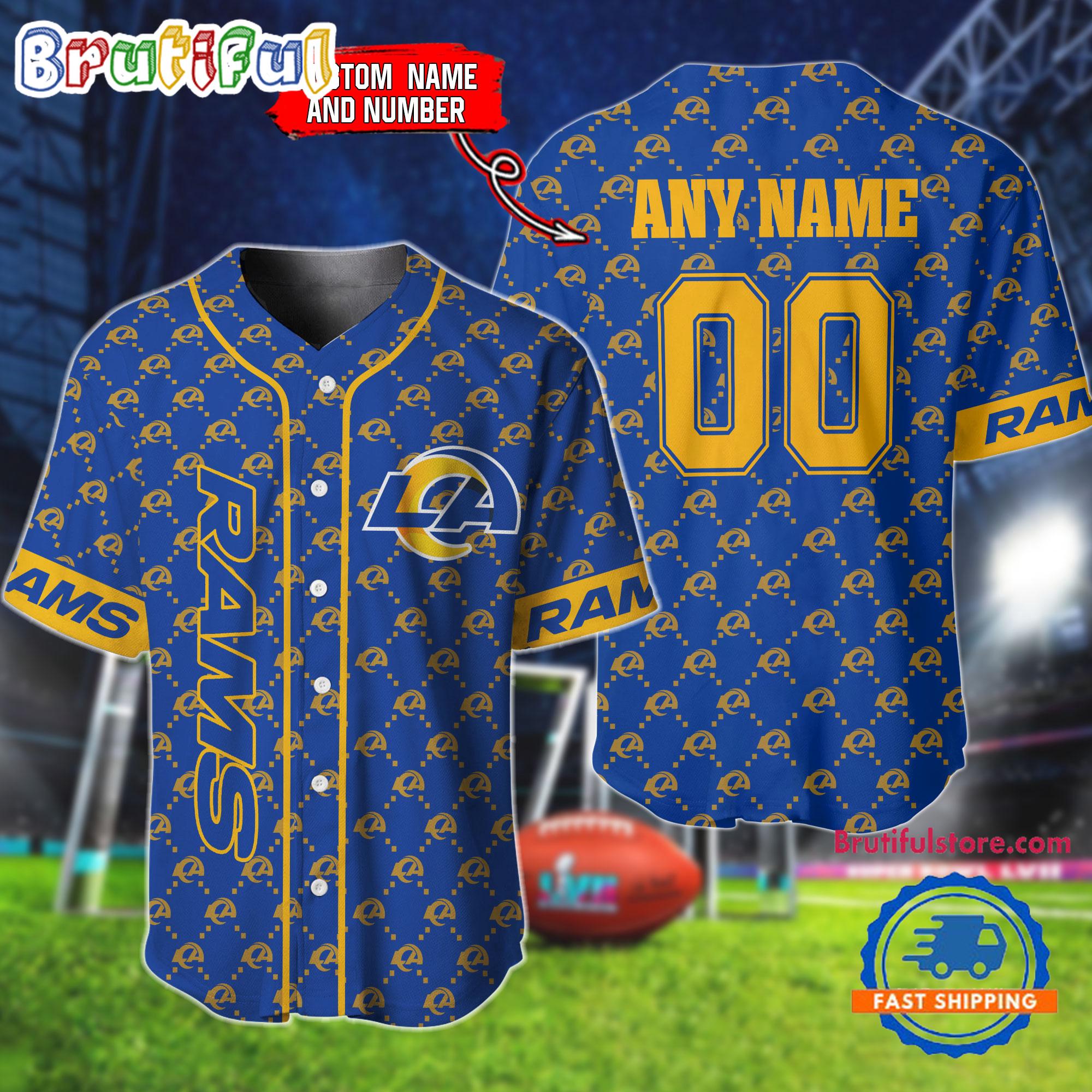 NFL Los Angeles Rams Logo Team Hologram Pattern Design Baseball Jersey