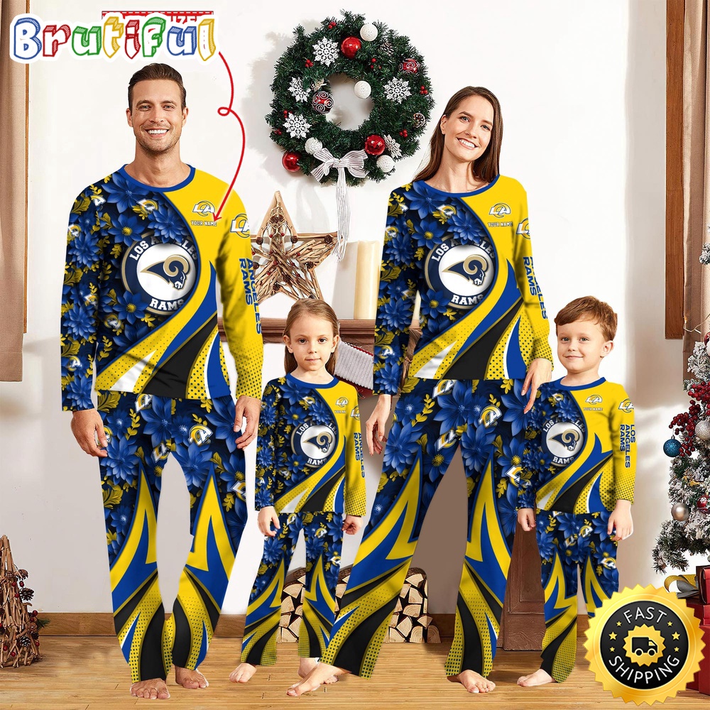 NFL Los Angeles Rams Pajamas Flower For Family Custom Name Pajamas