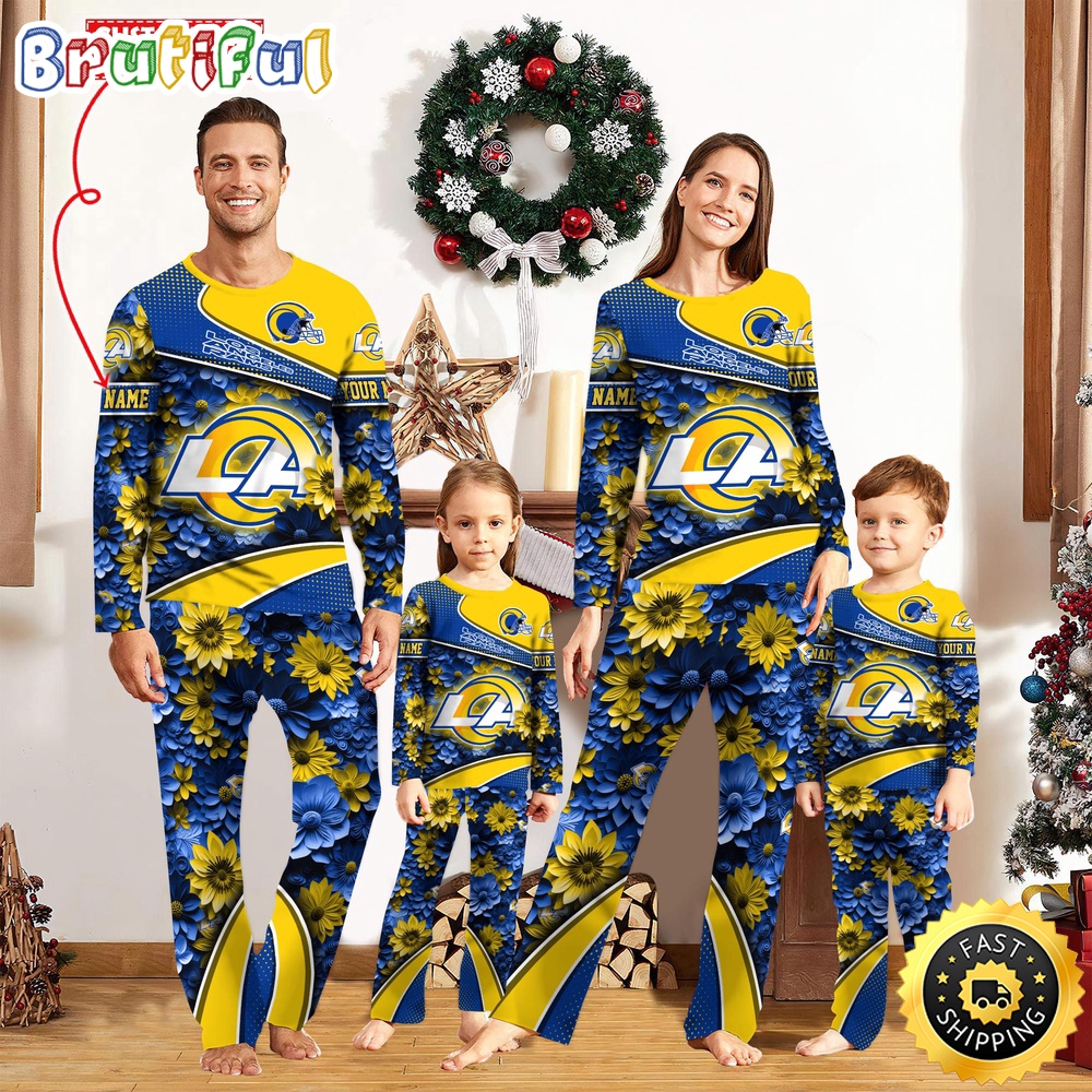 NFL Los Angeles Rams Pajamas Flower Sports For Family Custom Name Pajamas