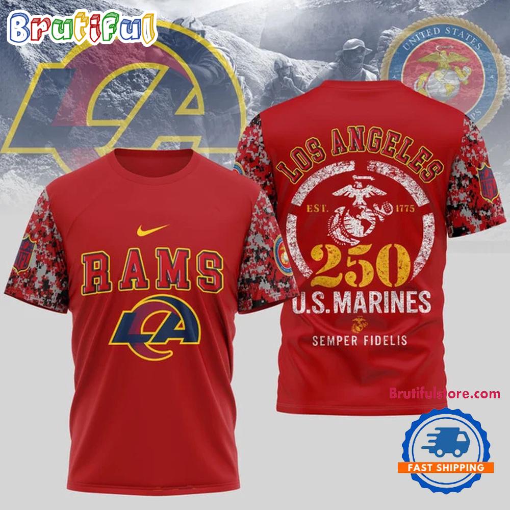 NFL Los Angeles Rams US Marines 250 Years Semper Fidelis 3D Shirt