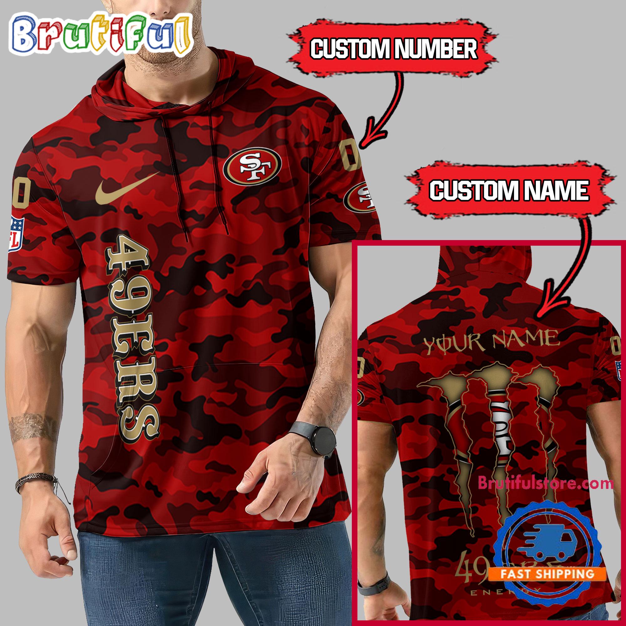 NFL San Francisco 49ers Custom Name Camo Sleeveless Hoodie Design