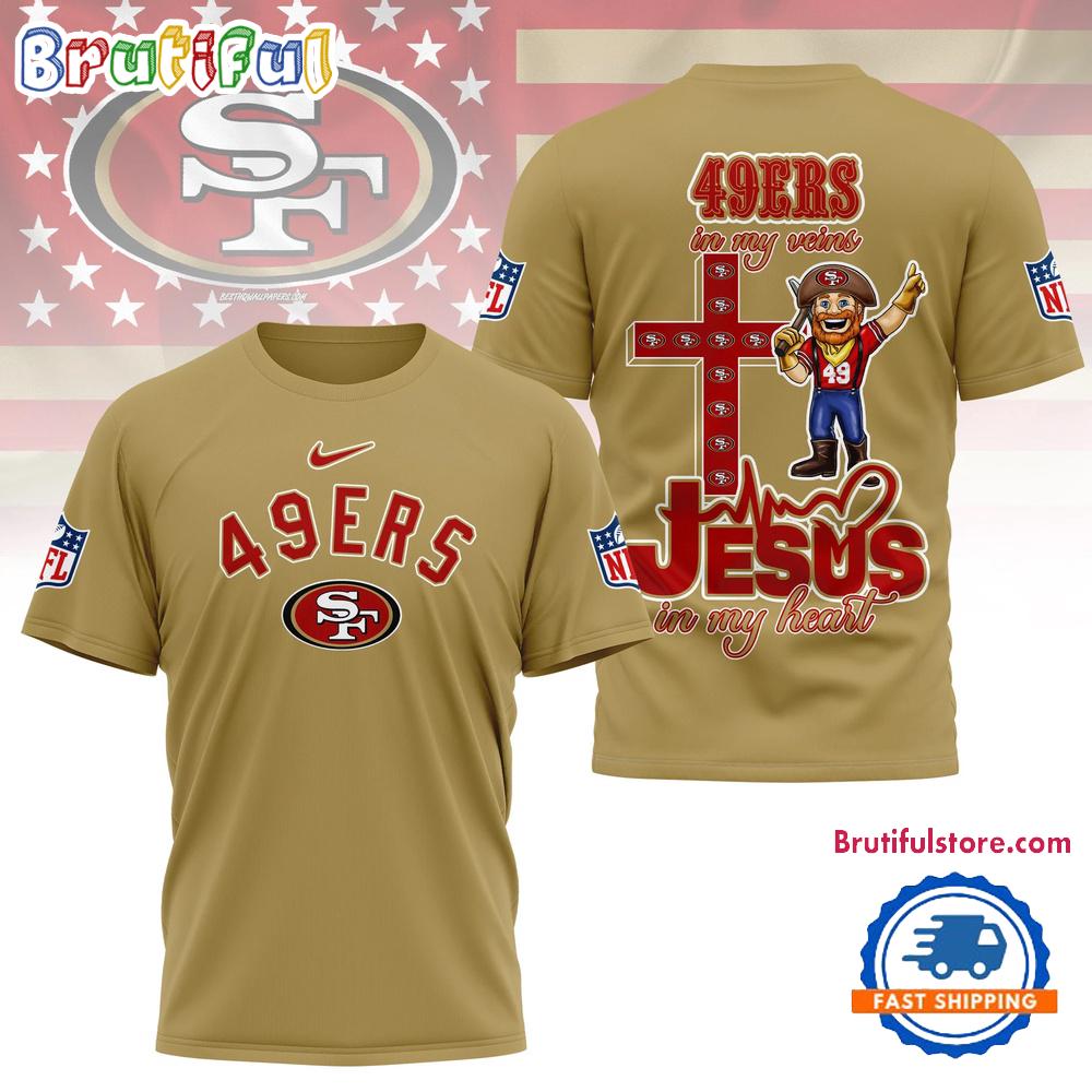 NFL San Francisco 49ers Jesus In My Veins In My Heart All Over Print Shirt