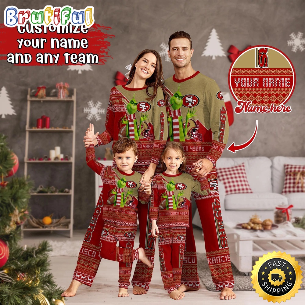NFL San Francisco 49ers Pajamas Christmas Sports For Family Custom Name Pajamas