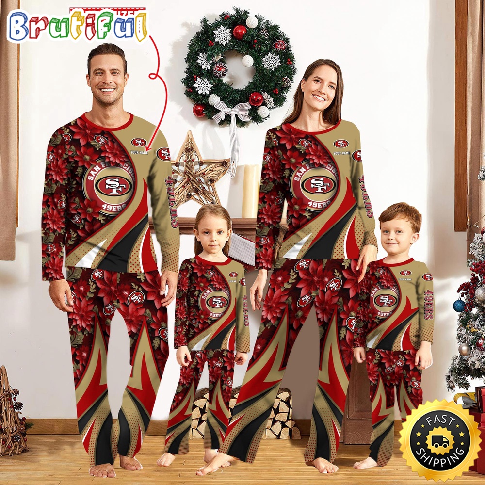 NFL San Francisco 49ers Pajamas Flower For Family Custom Name Pajamas