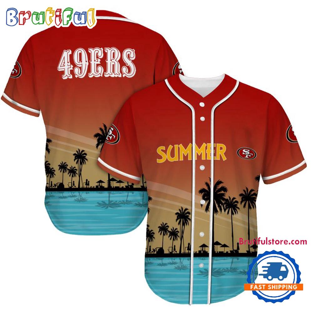 NFL San Francisco 49ers Palm Trees Summer On The Beach Baseball Jersey