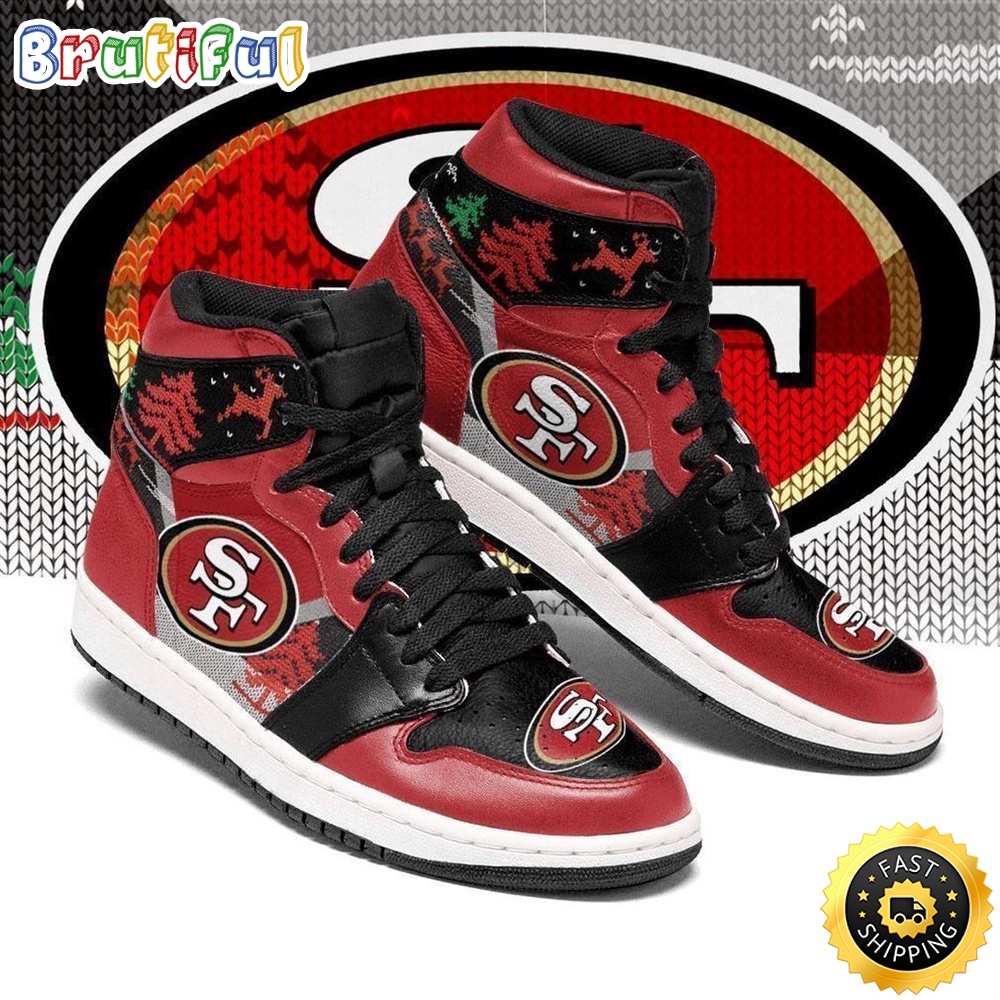 NFL San Francisco 49ers Red Black Christmas Air Jordan 1 High Sneakers