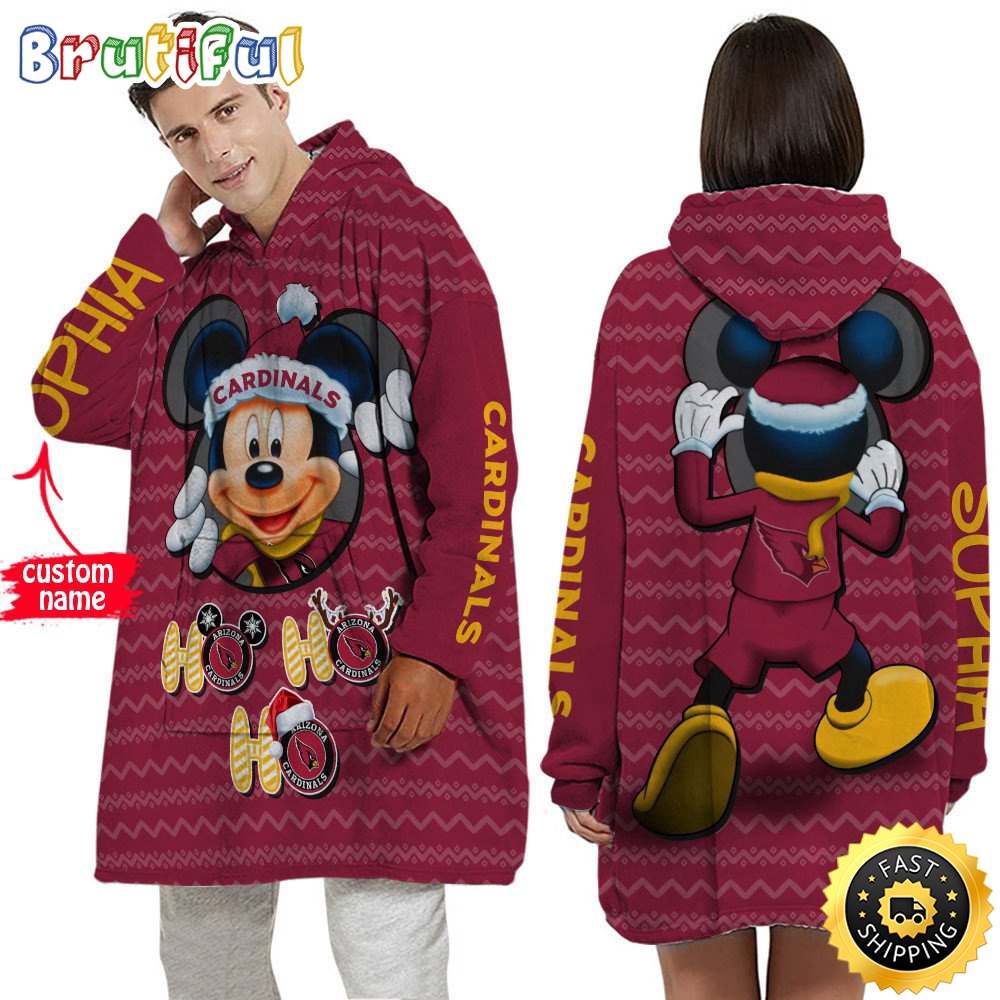 Personalized NFL Arizona Cardinals Blanket Hoodie Mickey Unisex Hoodie