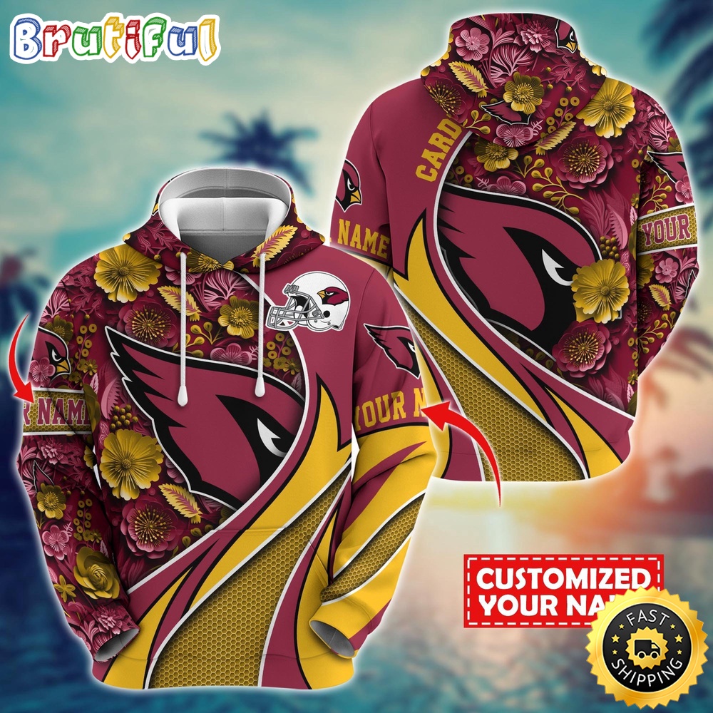 Personalized NFL Arizona Cardinals Hoodie Flower Print 3D Hoodie